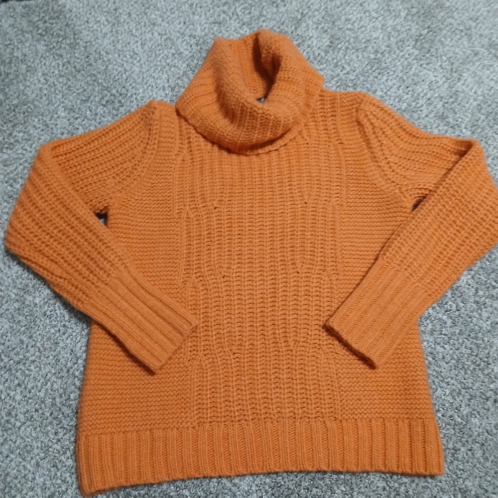 Banana Republic Vibrant Orange Cowl‎ Neck Sweater Merino Wool,Alpaca
